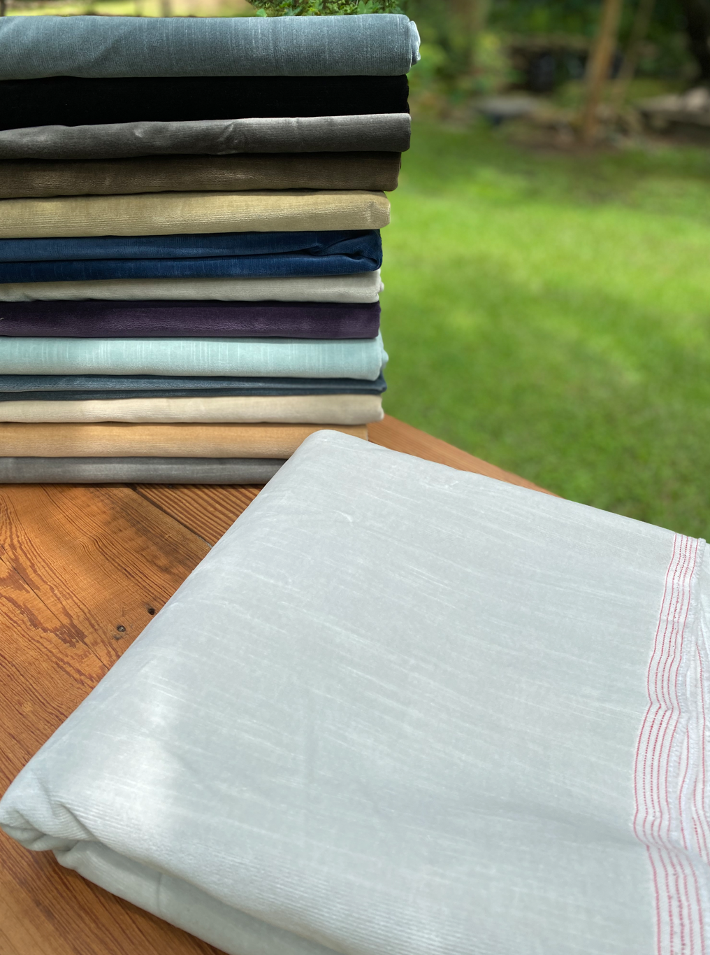 Restoration Hardware Cotton Upholstery Velvet in Ivory